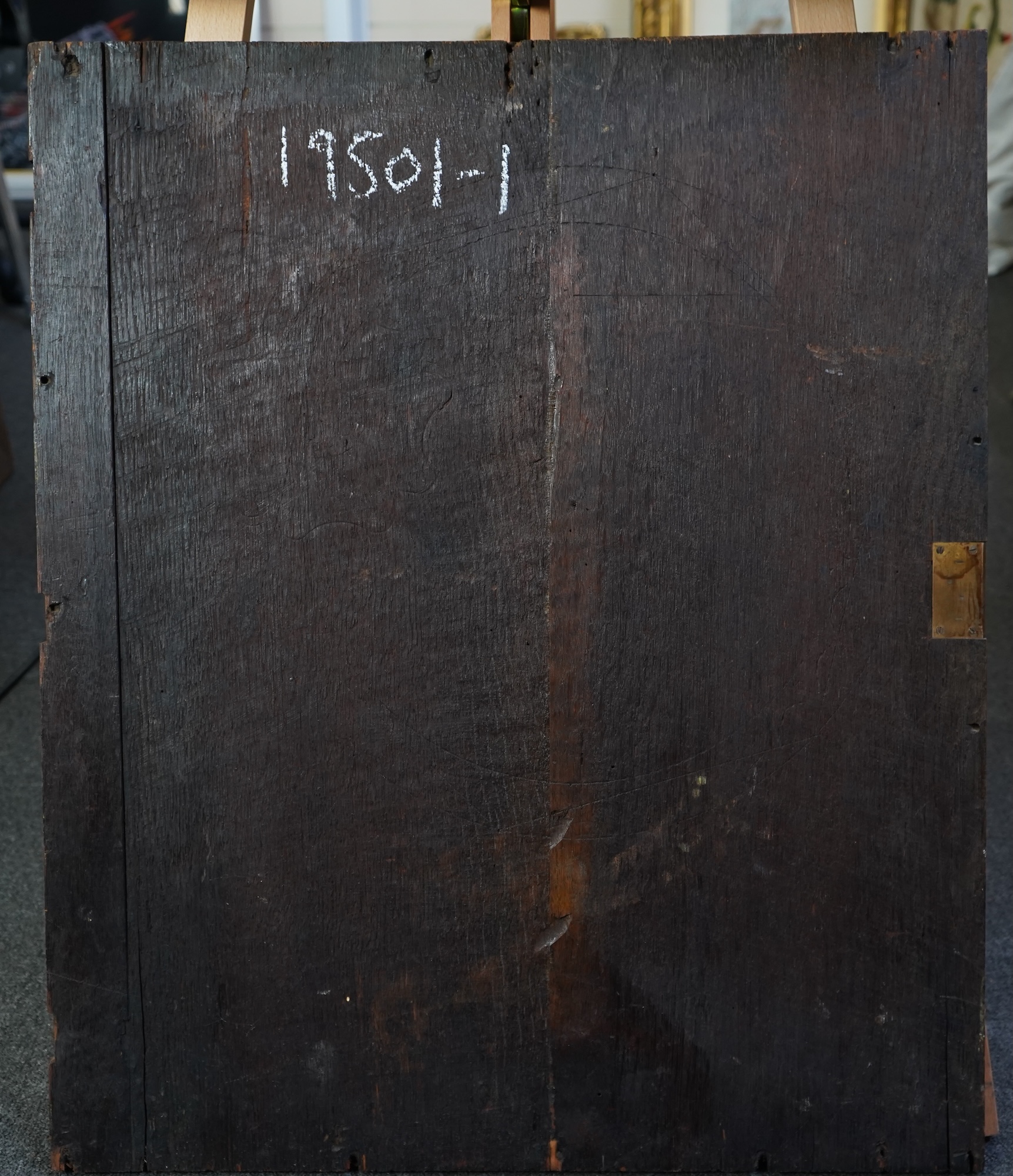 Continental school, Late 17th / early 18th century, Heraldic crest with donkey and ox